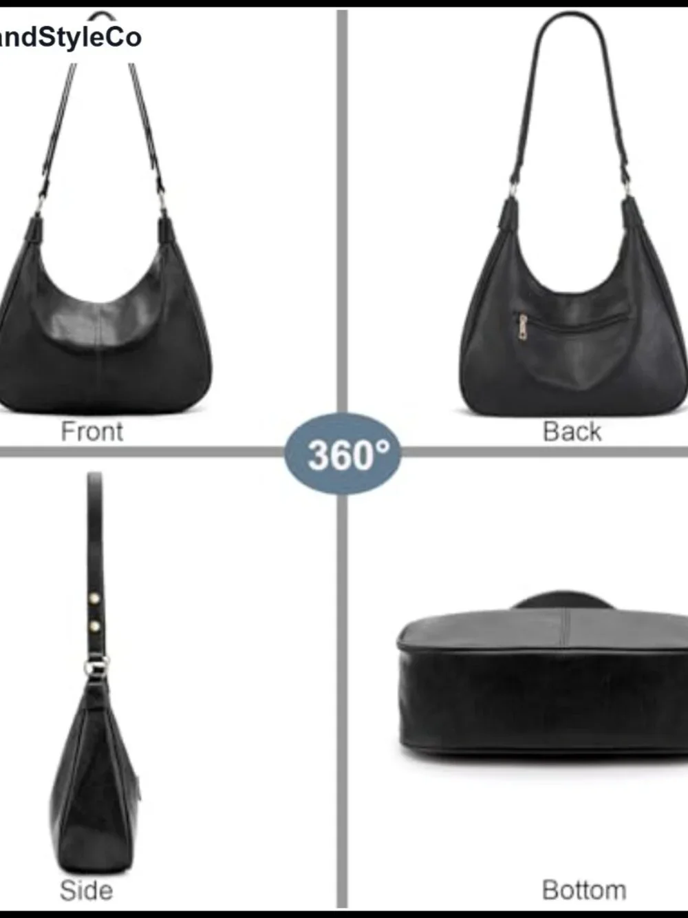 Vegan Leather Hobo Shoulder Bag Crossbody Purse Adjustable Strap